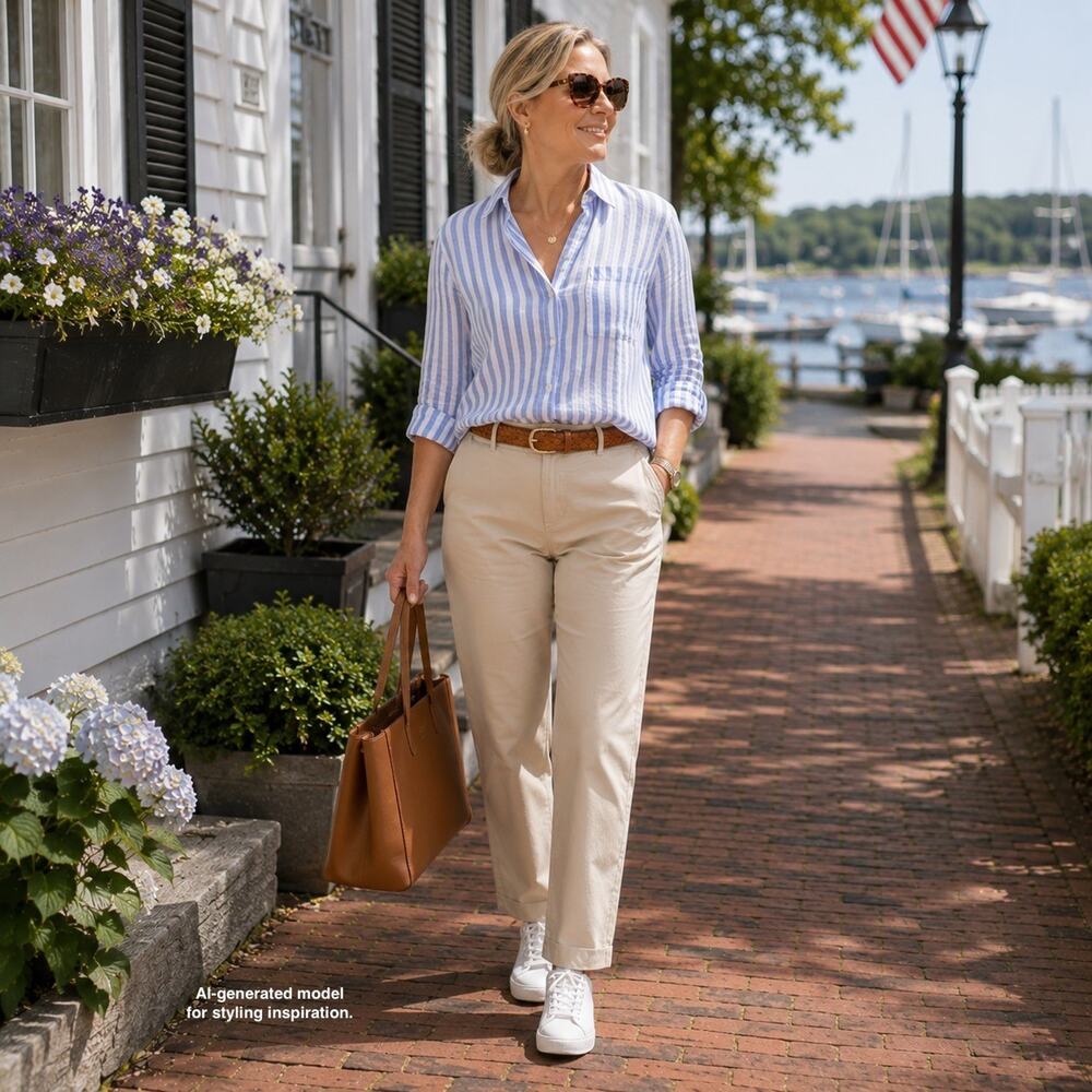 L.L. Bean Classic Fit Khaki Chino Pants Women's 16P Cotton Twill Stretch Waist